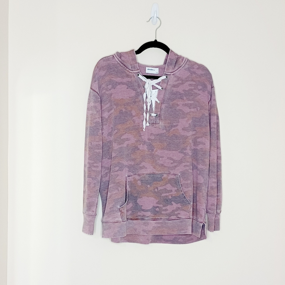 Allen Allen Camouflage Lace-Up Hoodie-M